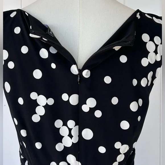 Jessica Howard Polka-Dot‎ Midi Dress Ruched Waist Sleeveless A-Line Size 10 - Picture 5 of 8